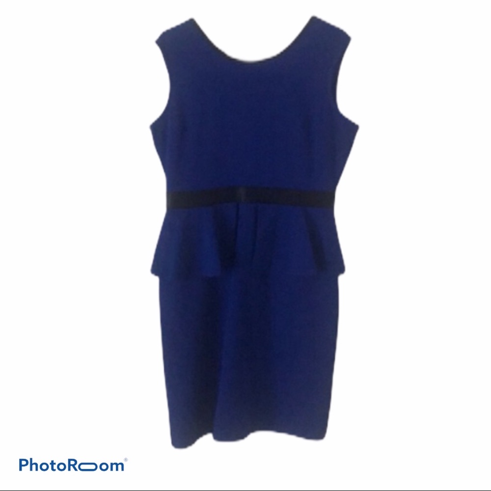 The Limited Blue peplum dress with black detail L